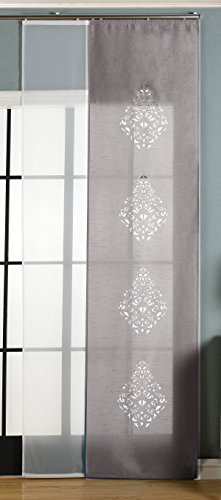 Gardinenbox 2er-Pack Schiebegardine Flächenvorhang Nantes Lasercut Wildseide Optik Voile, Grau, 245x60 cm (HxB) inkl. Paneelwagen und Beschwerungsstangen, 165650 von Gardinenbox