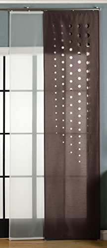 Gardinenbox 2er-Pack Schiebegardine Flächenvorhang Toledo Lasercut Wildseide Optik Voile, Braun, 245x60 cm (HxB) inkl. Paneelwagen und Beschwerungsstangen, 165660 von Gardinenbox