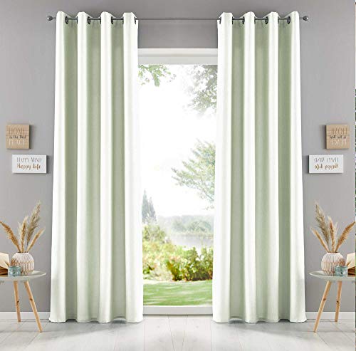 Gardinenbox 2er Pack Vorhänge Schal Ösen Cationic »Erfurt« HxB 247x140 cm Creme Leinen Optik Blickdicht Meliert Landhausstil Ösenvorhang, 202072-2 von Gardinenbox