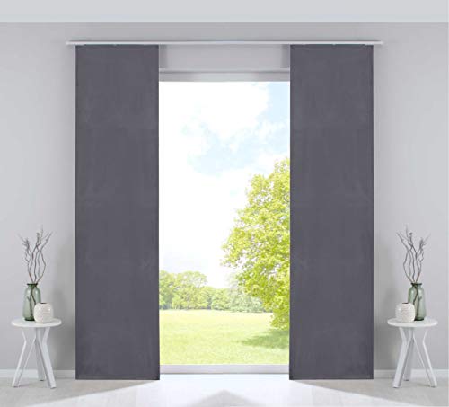 Gardinenbox 2er Set Flächenvorhänge Verdunkelung Schiebegardinen »Milano« Samt Blickdicht Blackout Alu Paneelwägen Beschwerungsstangen Grau HxB 245x60 cm, 203571-2-alu-004 von Gardinenbox