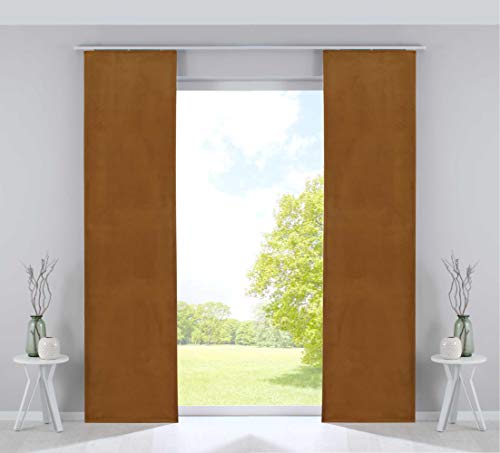 Gardinenbox 2er Set Flächenvorhänge Verdunkelung Schiebegardinen »Milano« Samt Blickdicht Blackout Paneelwägen Beschwerungsstangen Senf HxB 245x60 cm, 203571-2 von Gardinenbox