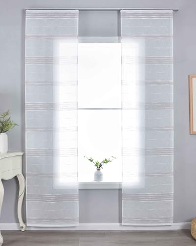 Gardinenbox 2er Set Halbtransparente Schiebegardine mit Paneelwagen HxB 245x60 cm Taupe »Frankfurt« Leinenbindung Linienmuster Formstabil Robust 202460P-2 Gardinenbox 2er Set Halbtransparente Schiebegardine mit Paneelwagen HxB 245x60 cm Taupe »Frankfurt« Leinenbindung Linienmuster Formstabil Robust 202460P-2 von Gardinenbox