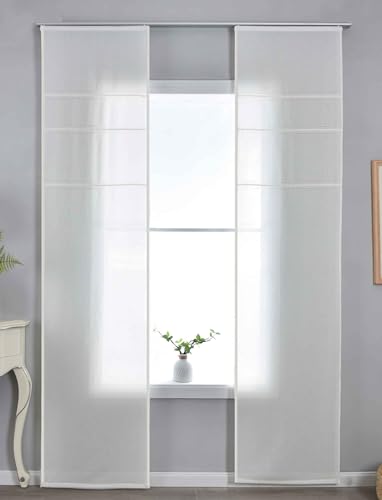 Gardinenbox 2er Set Halbtransparente Schiebegardinen mit Paneelwagen HxB 245x60 cm Natur »Leipzig« Kettenmuster lichtdurchlässig Elegante Struktur 202450P-2 von Gardinenbox