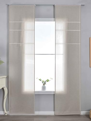 Gardinenbox 2er Set Halbtransparente Schiebegardinen mit Paneelwagen HxB 245x60 cm Taupe »Leipzig« Kettenmuster lichtdurchlässig Elegante Struktur 202450P-2 Gardinenbox 2er Set Halbtransparente Schiebegardinen mit Paneelwagen HxB 245x60 cm Taupe »Leipzig« Kettenmuster lichtdurchlässig Elegante Struktur 202450P-2 von Gardinenbox