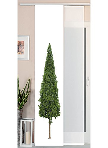 Gardinenbox 2er Set Schiebegardine Flächenvorhang Wildseide Optik und Voile Paneel, 245x45, Baum, 80400 von Gardinenbox