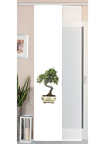 Gardinenbox 2er Set Schiebegardine Flächenvorhang Wildseide Optik und Voile Paneel, 245x45, Bonsai, 80400 von Gardinenbox
