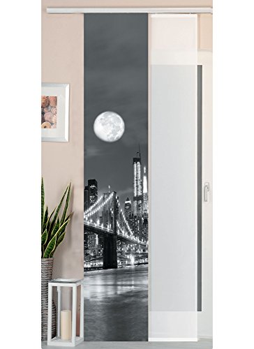 Gardinenbox 2er Set Schiebegardine Flächenvorhang Wildseide Optik und Voile Paneel, 245x45, Brücke, 80400 Gardinenbox 2er Set Schiebegardine Flächenvorhang Wildseide Optik und Voile Paneel, 245x45, Brücke, 80400 von Gardinenbox