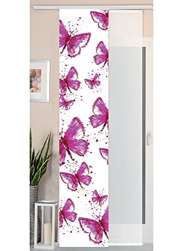 Gardinenbox 2er Set Schiebegardine Flächenvorhang Wildseide Optik und Voile Paneel, 245x45, Butterfly, 80400 von Gardinenbox