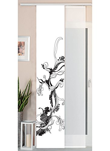 Gardinenbox 2er Set Schiebegardine Flächenvorhang Wildseide Optik und Voile Paneel, 245x45, Flower Tattoo, 80400 Gardinenbox 2er Set Schiebegardine Flächenvorhang Wildseide Optik und Voile Paneel, 245x45, Flower Tattoo, 80400 von Gardinenbox