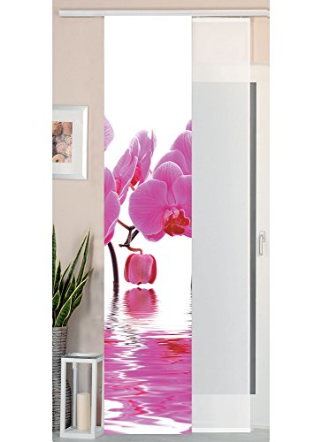 Gardinenbox 2er Set Schiebegardine Flächenvorhang Wildseide Optik und Voile Paneel, 245x45, Orchidee Pink, 80400 von Gardinenbox