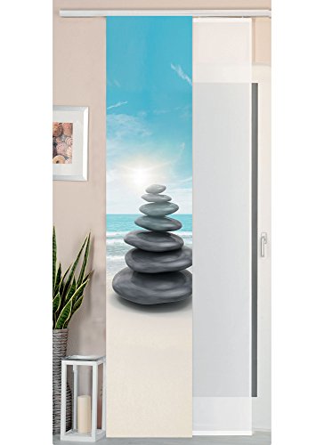 Gardinenbox 2er Set Schiebegardine Flächenvorhang Wildseide Optik und Voile Paneel, 245x45, Steine Meer, 80400 Gardinenbox 2er Set Schiebegardine Flächenvorhang Wildseide Optik und Voile Paneel, 245x45, Steine Meer, 80400 von Gardinenbox