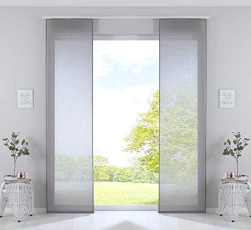 Gardinenbox 2er Set Schiebegardinen »Nizza« Baumwoll-Voile Halbvoile HxB 245x60 cm Grau Transparent Flächenvorhang mit Paneelwagen und Beschwerungsstange, 2019032-2 Gardinenbox 2er Set Schiebegardinen »Nizza« Baumwoll-Voile Halbvoile HxB 245x60 cm Grau Transparent Flächenvorhang mit Paneelwagen und Beschwerungsstange, 2019032-2 von Gardinenbox