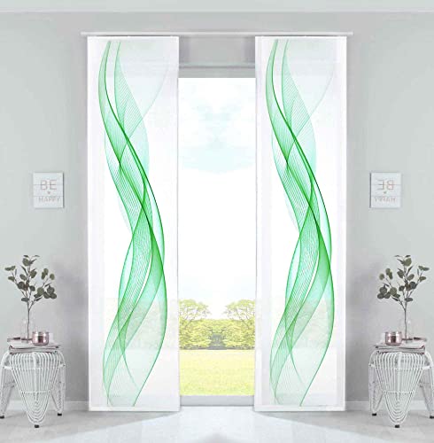Gardinenbox 2er Set Schiebevorhänge Bedruckt Flächenvorhänge »Izmir« HxB 245x60 cm Welle Grün Microsatin Blickdicht Lichtdurchlässig mit Paneelwagen, 2022400B-2 Gardinenbox 2er Set Schiebevorhänge Bedruckt Flächenvorhänge »Izmir« HxB 245x60 cm Welle Grün Microsatin Blickdicht Lichtdurchlässig mit Paneelwagen, 2022400B-2 von Gardinenbox