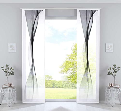 Gardinenbox 2er Set Schiebevorhänge Bedruckt Flächenvorhänge »Izmir« HxB 245x60 cm Welle Schwarz Microsatin Blickdicht Lichtdurchlässig mit Paneelwagen, 2022400B-2 Gardinenbox 2er Set Schiebevorhänge Bedruckt Flächenvorhänge »Izmir« HxB 245x60 cm Welle Schwarz Microsatin Blickdicht Lichtdurchlässig mit Paneelwagen, 2022400B-2 von Gardinenbox