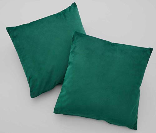 Gardinenbox 2er Set Sofakissen mit Füllung »Milano« HxB 45x45 cm Grün Dekokissen mit Komfort-Samt-Bezug und Reißverschluß mit Füllkissen Extra Weich Couchkissen, 203572-2 von Gardinenbox
