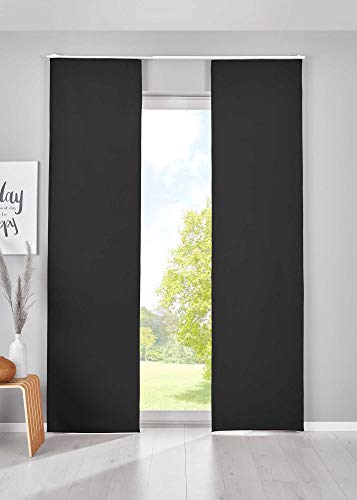 Gardinenbox 2er Set Verdunkelung Schiebegardinen »Newyork« HxB 225x60 cm Schwarz Flächenvorhänge Paneelwagen Blickdicht Thermo-Schiebevorhang, 202020680-2 von Gardinenbox