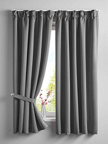 Gardinenbox 2er Set Verdunkelungsvorhänge Blickdicht »Newyork« verdeckte Schlaufen Dunkelgrau HxB 160x140 cm Thermo-Gardine Blackout schalldämmend ÖKOTEX Kräuselband, 202020610-2 von Gardinenbox