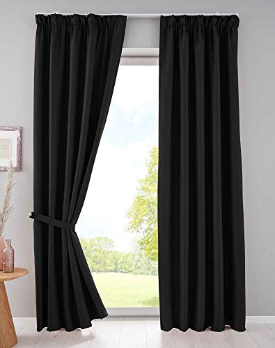 Gardinenbox 2er Set Verdunkelungsvorhänge Blickdicht »Newyork« verdeckte Schlaufen Schwarz HxB 245x295 cm Thermo-Gardine Blackout schalldämmend ÖKOTEX Kräuselband, 202020610-2 Gardinenbox 2er Set Verdunkelungsvorhänge Blickdicht »Newyork« verdeckte Schlaufen Schwarz HxB 245x295 cm Thermo-Gardine Blackout schalldämmend ÖKOTEX Kräuselband, 202020610-2 von Gardinenbox