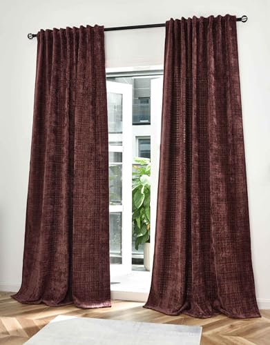 Gardinenbox 2er Set Vorhänge Chenille Jacquard »RIGA« HxB 245x140 cm Himbeere mit Multiband-Aufhängung Luxuriöser Stil für Ihr Zuhause, 2023500-2 von Gardinenbox