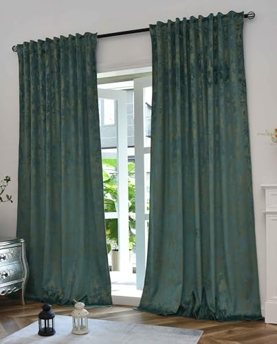 Gardinenbox 2er Set Vorhänge Samt Damast HxB 245x140 cm Grün Gold »Milano Star« Vorhang mit Foliendruck und Multiband Aufhängung: Königlicher Luxus für Ihr Zuhause, 2023300-2 von Gardinenbox