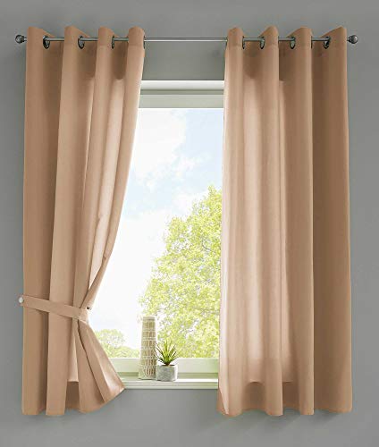 Gardinenbox 2er Set Vorhänge Schal Ösen »Berlin« HxB 145x140 cm Sand Blickdicht Microsatin Lichtdurchlässig Uni Matt, 20405N2 von Gardinenbox