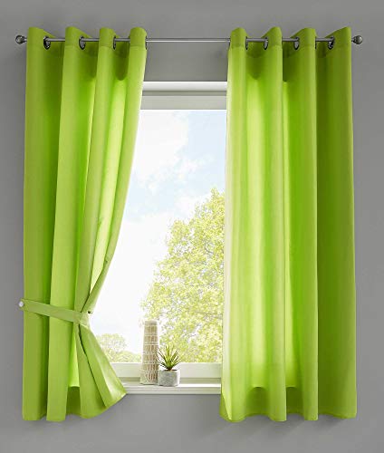 Gardinenbox 2er Set Vorhänge Schal Ösen »Berlin« HxB 175x140 cm Apfelgrün Blickdicht Microsatin Lichtdurchlässig Uni Matt, 20405N2 von Gardinenbox