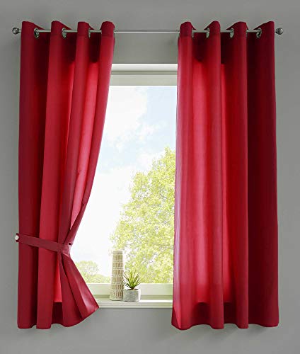 Gardinenbox 2er Set Vorhänge Schal Ösen »Berlin« HxB 175x140 cm Bordeaux Blickdicht Microsatin Lichtdurchlässig Uni Matt, 20405N2 von Gardinenbox