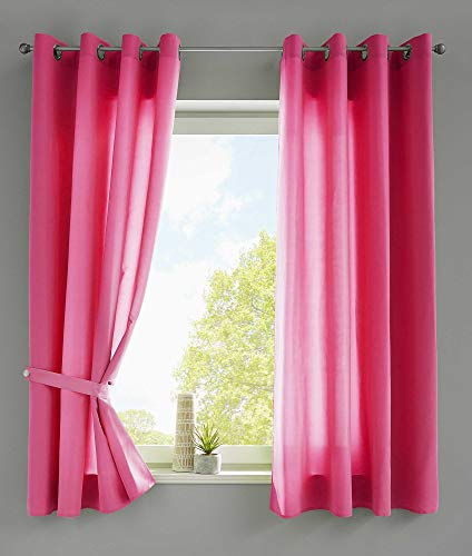 Gardinenbox 2er Set Vorhänge Schal Ösen »Berlin« HxB 175x140 cm Pink Blickdicht Microsatin Lichtdurchlässig Uni Matt, 20405N2 von Gardinenbox