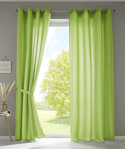 Gardinenbox 2er Set Vorhänge Schal Ösen »Berlin« HxB 225x140 cm Apfelgrün Blickdicht Microsatin Lichtdurchlässig Uni Matt, 20405N2 Gardinenbox 2er Set Vorhänge Schal Ösen »Berlin« HxB 225x140 cm Apfelgrün Blickdicht Microsatin Lichtdurchlässig Uni Matt, 20405N2 von Gardinenbox