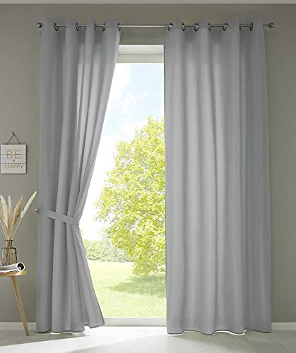 Gardinenbox 2er Set Vorhänge Schal Ösen »Berlin« HxB 245x140 cm Grau Blickdicht Microsatin Lichtdurchlässig Uni Matt, 20405N2 Gardinenbox 2er Set Vorhänge Schal Ösen »Berlin« HxB 245x140 cm Grau Blickdicht Microsatin Lichtdurchlässig Uni Matt, 20405N2 von Gardinenbox
