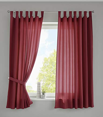 Gardinenbox 2er Set Vorhänge Schal Schlaufen »Berlin« HxB 175x140 cm Bordeaux Blickdicht Microsatin Lichtdurchlässig Kräuselband Uni Matt, 20400N2 von Gardinenbox