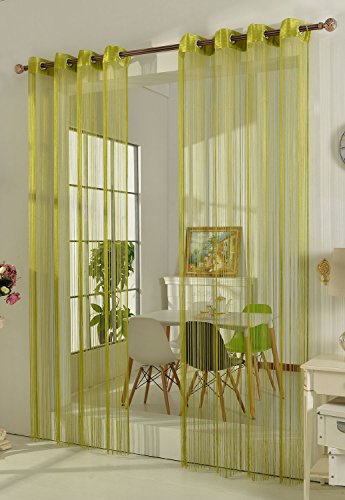 Gardinenbox Fadengardine Fadenstore Vorhang mit Ösen Raumteiler 140 x 250 cm, Apfelgrün, 20304 von Gardinenbox