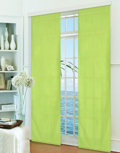 Gardinenbox Flächenvorhang, Schiebegardine Blickdicht matt, Apfelgrün, aus Micro Satin (Mikrofaser Gewebe), mit Paneelwagen und Beschwerungsstange -85600-, 85600 von Gardinenbox