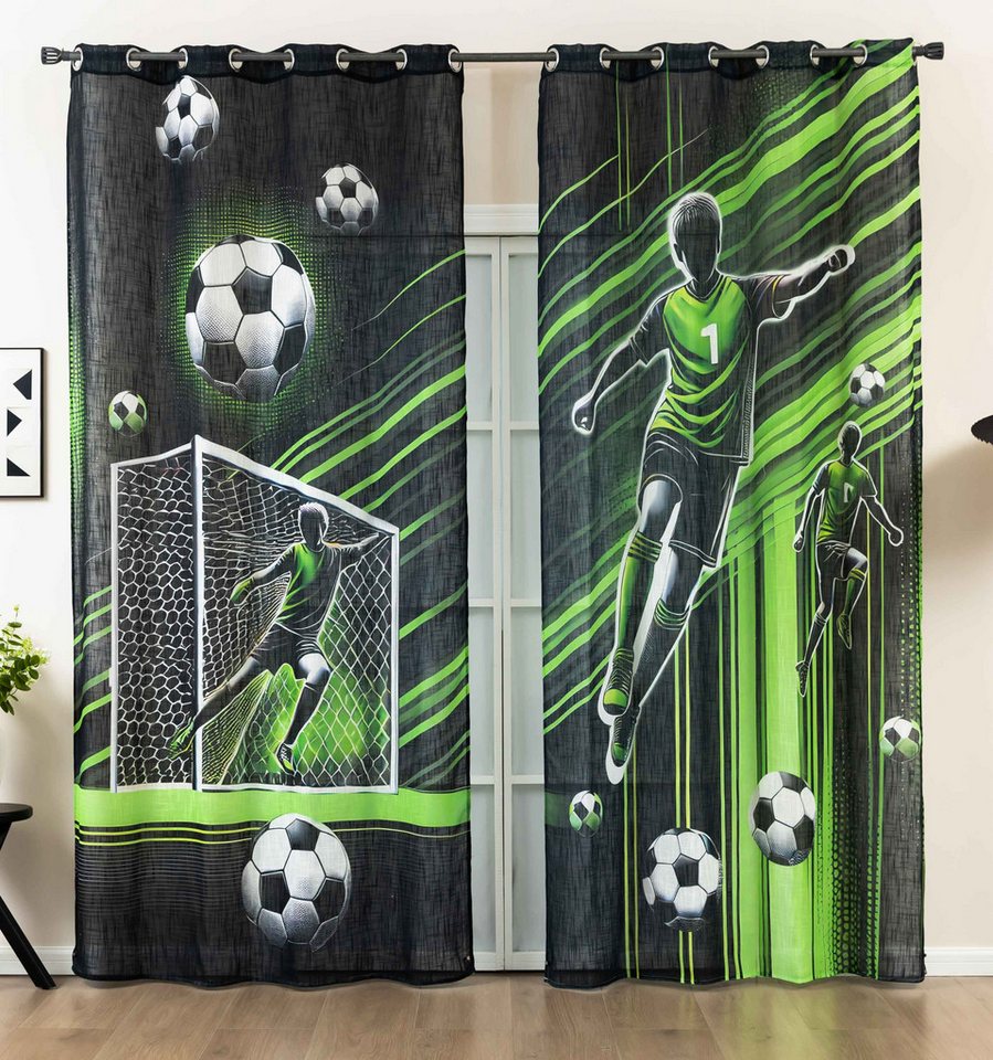 Gardinenbox Gardine (2 St), Ösen, halbtransparent, Polyester, Grobfaser »Seoul Collection« Digital Druck 2024120-2 von Gardinenbox