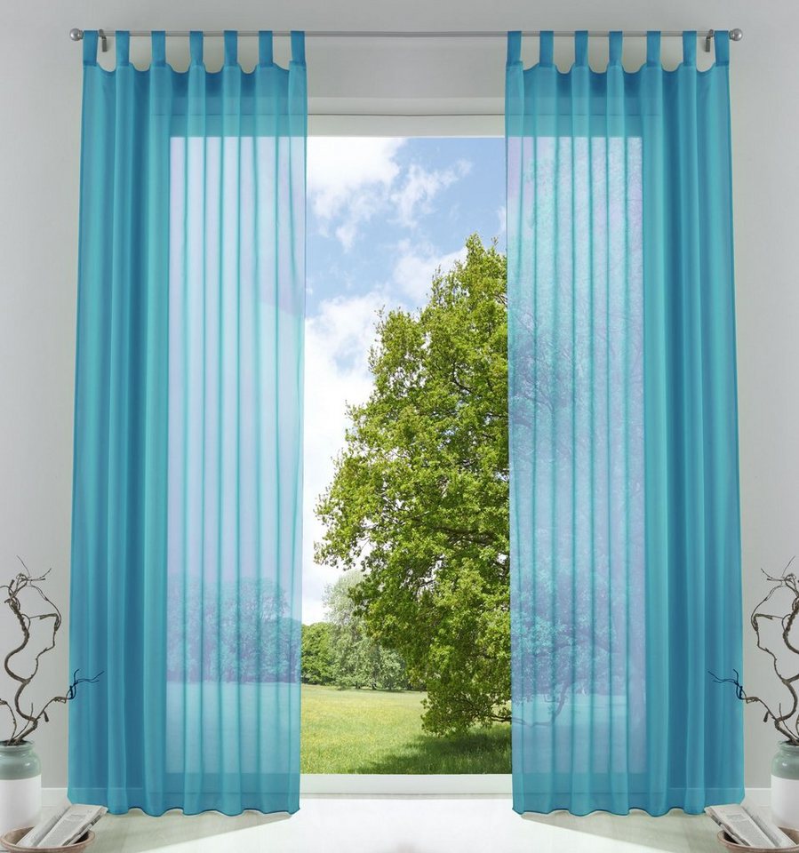 Gardinenbox Gardine, Schlaufen (2 St), transparent, Voile, Transparent Vorhang Set Voile Bleibandabschluss 61000CN von Gardinenbox