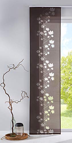 Gardinenbox Moderner Flächenvorhang Schiebegardine Leaf aus hochwertigem Ausbrenner-Stoff mit Klettband, 245x60 (HxB), Braun, 85610 von Gardinenbox