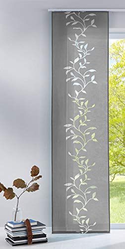 Gardinenbox Moderner Flächenvorhang Schiebegardine aus hochwertigem Ausbrenner-Stoff mit Klettband, Grau Tendril, 1 Stück 245x60 (HxB), 856100 von Gardinenbox