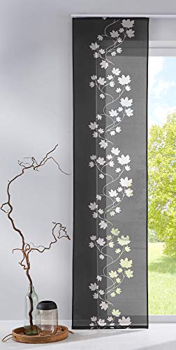 Gardinenbox Moderner Flächenvorhang Schiebegardine aus hochwertigem Ausbrenner-Stoff mit Klettband, Schwarz Leaf, 2 Stück 245x60 (HxB), 856100 von Gardinenbox