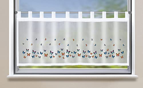 Gardinenbox Scheibengardine »Bodrum« HxB 45x140 cm Schmetterling Bunt Bistrogardine Sichtschutz Dekoration Transparent Voile Küchenfenster Modern, 2022410 von Gardinenbox