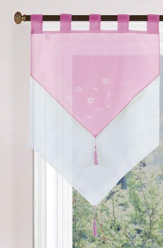 Gardinenbox Scheibengardine HxB 90x60 cm Rosa »GERA« Zweilagig Voile Schlaufen Scheibenhänger Panneaux, 2023710 von Gardinenbox
