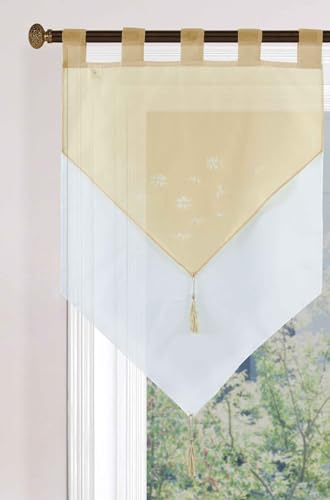 Gardinenbox Scheibengardine HxB 90x60 cm Sand »GERA« Zweilagig Voile Schlaufen Scheibenhänger Panneaux, 2023710 von Gardinenbox