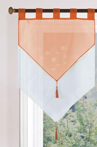 Gardinenbox Scheibengardine HxB 90x60 cm Terrakotta »GERA« Zweilagig Voile Schlaufen Scheibenhänger Panneaux, 2023710 von Gardinenbox