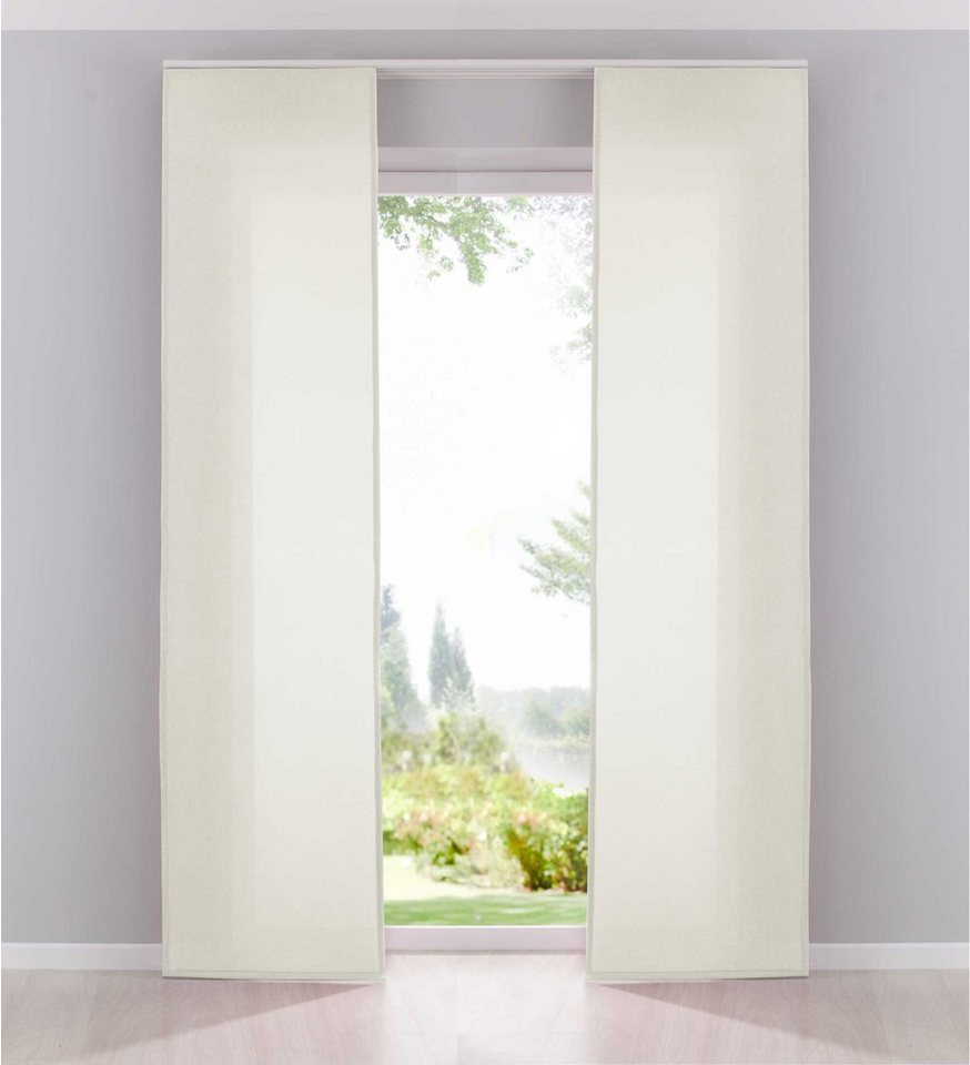 Gardinenbox Schiebegardine (2 St), Paneelwagen, blickdicht, Leinen Optik, Cationic blickdicht Leinen Optik Palermo 204411-2 von Gardinenbox