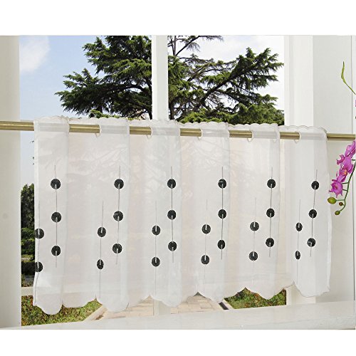 Gardinenbox Transparente Scheibengardine aus Voile, 40x120, Schwarz, luftiger Voile mit gesticktem Muster, 42002 von Gardinenbox