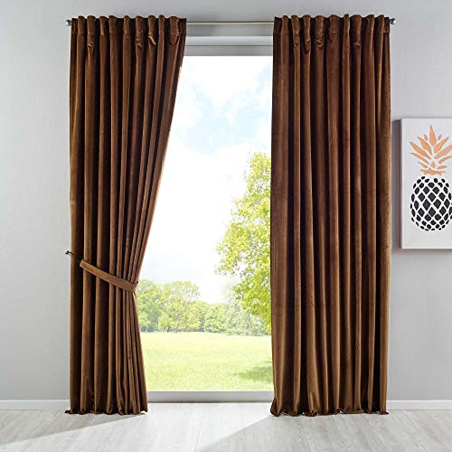 Gardinenbox Verdunkelung Vorhang »Milano« Samt Blickdicht Schlaufenband Tunneldurchzug Blackout Bügelband kürzbar Taupe 2 Stück HxB 235x135 cm, 20357 von Gardinenbox