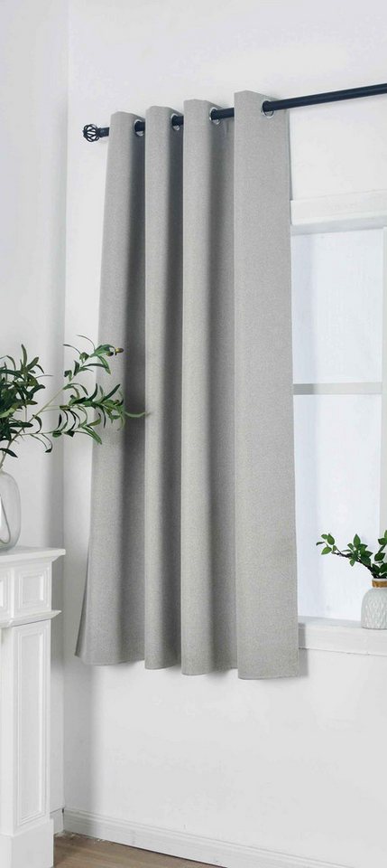 Gardinenbox Verdunkelungsvorhang (1 St), Ösen, verdunkelnd, Leinenbindung, 100% Verdunkelung Blackout Leinenbindung 202410 von Gardinenbox