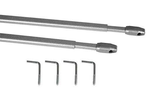 Gardinenbox Vitragestangen 2er-Pack mit Schrauben, 80-140, Silber, 110 von Gardinenbox