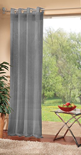 Gardinenbox Voile Ösen Schal Uni, HxB 145x140 cm, Grau, 20332 von Gardinenbox