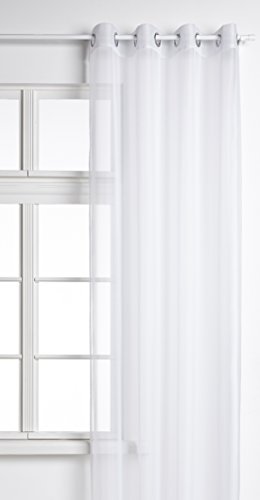 Gardinenbox Voile Ösen Schal Uni, HxB 245x140 cm, Weiß, 20332 von Gardinenbox