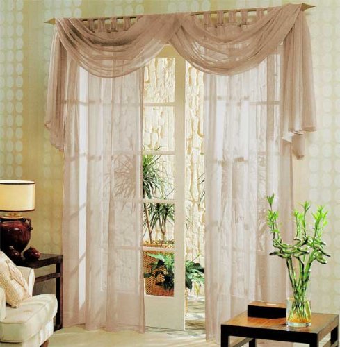 Gardinenbox Voile komplett GARDINEN Set 3tlg., Sand, 60999 von Gardinenbox